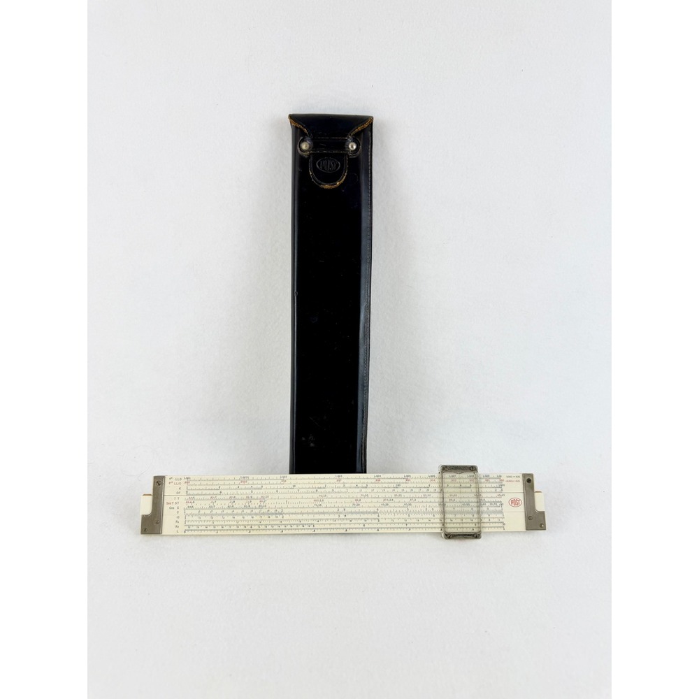 Vintage Post 1460 Versalog Hemmi Bamboo Slide Rule with Leather Case Japan